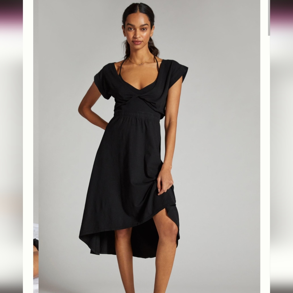 Black Sweetheart Midi Sundress with Flutter Sleeves